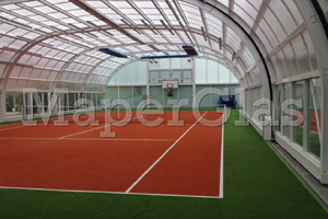 Freestanding telescopic enclosure for a Tennis court